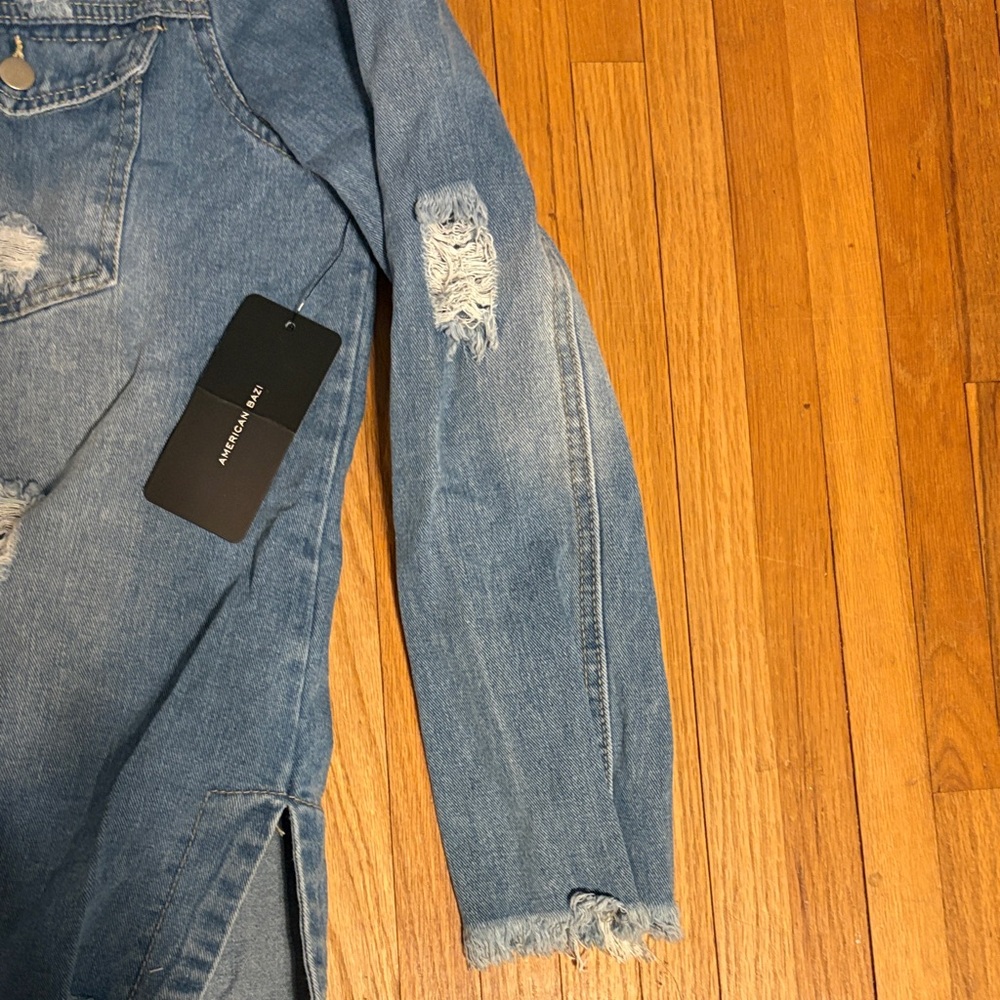 American Bazi Light Blue Oversized Denim Jacket Label Detail - Picture 8 of 10